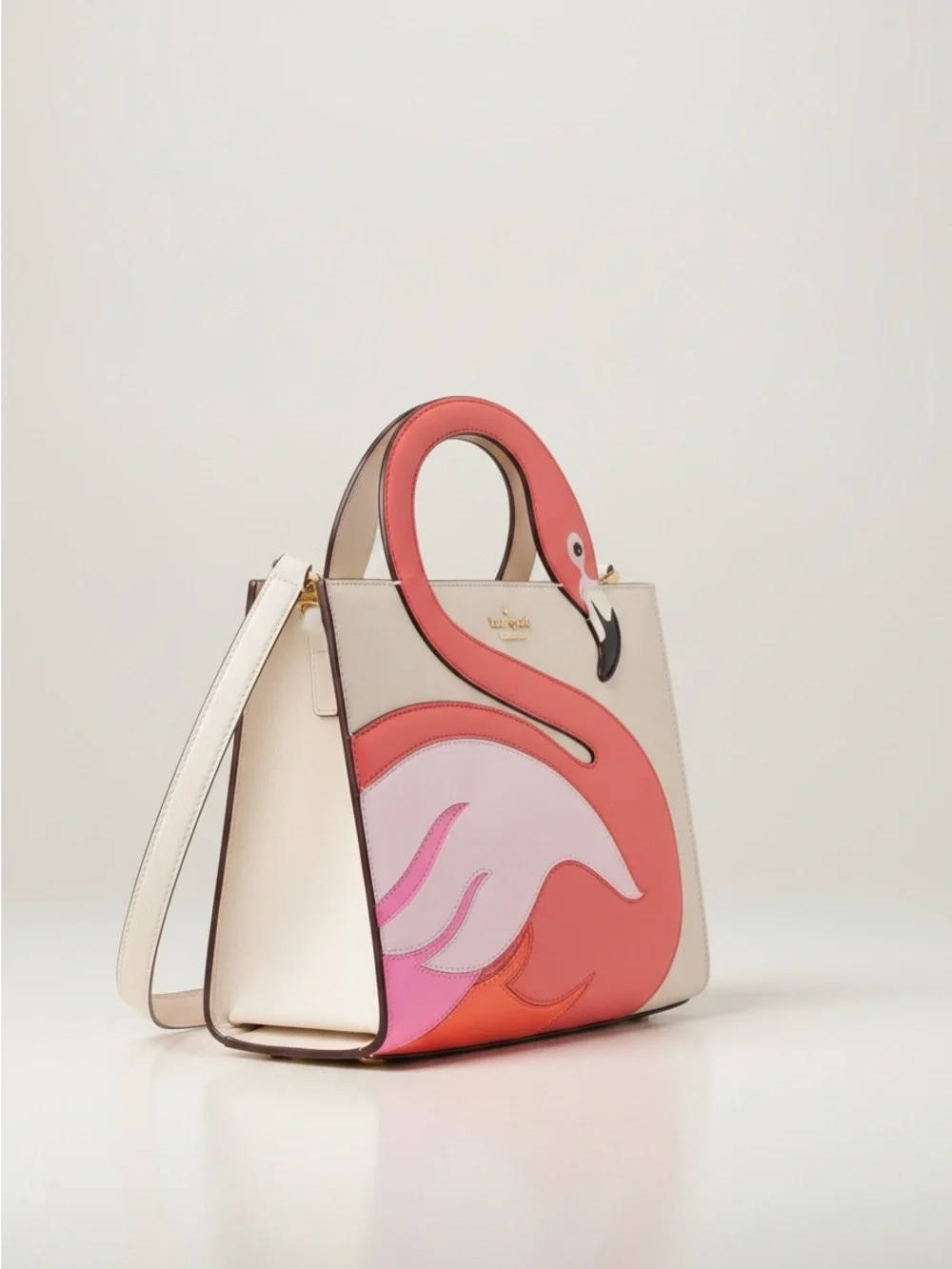 Kate Spade Flamingo Satchel NWT Pink White Novelty Tote w/ Dust Bag - Picture 5 of 17